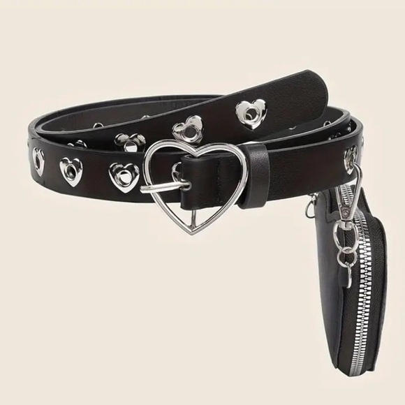 Black belt with hearts and heart pouch - Picture 3 of 7